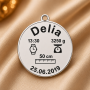Bănuț argint 925 cu datele nașterii, 22 mm