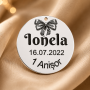 Bănuț argint moț 1 Anișor, 22 mm, fundiță roșie