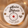 Bănuț argint moț 22mm, medalion naștere cu ceas