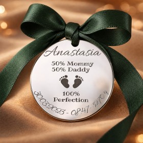 Bănuț argint botez 22 mm – 50% Mommy, 50% Daddy