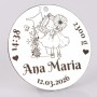 Bănuț argint botez 22 mm, fetiță cu flori
