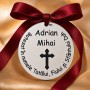 Bănuț argint botez 22 mm cu text Botezat și cruce