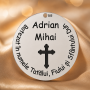 Bănuț argint botez 22 mm cu text Botezat și cruce