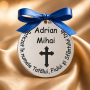 Bănuț argint botez 22 mm cu text Botezat și cruce