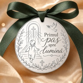 Bănuț argint botez Primul pas spre lumină 22 mm