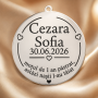 Bănuț argint moț S0242, 22 mm, fundiță roșie