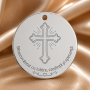 Bănuț argint moț cu cruciuliță, mesaj, 22 mm