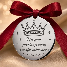 Bănuț Micul Prinț cu coroană, argint 925, 22 mm