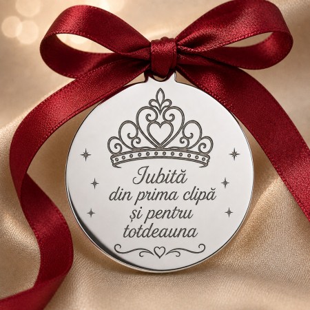 Bănuț argint moț Mica Prințesă cu coroană, 22 mm
