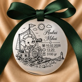 Bănuț argint moț cu elefant marinar, 22 mm