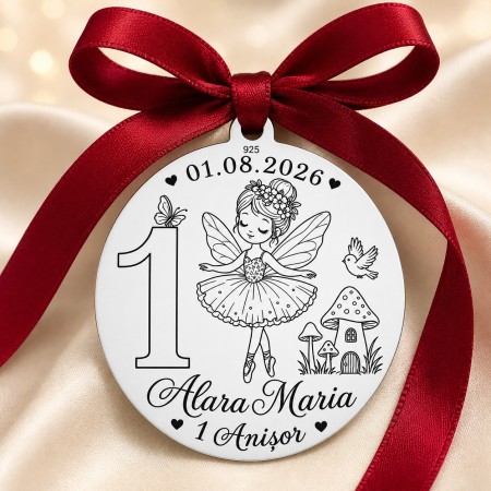 Bănuț argint moț zână balerină, 1 anișor, 22 mm